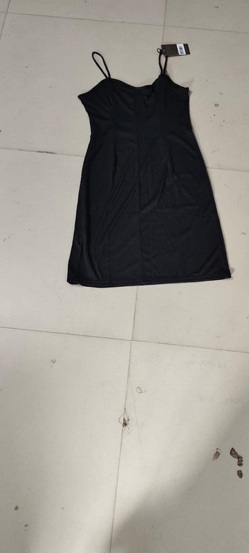 Sleeveless Cotton Bodycon Mini Dress in Black - Size: XS