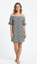 Off-The-Shoulder Gingham Dress - Size: L