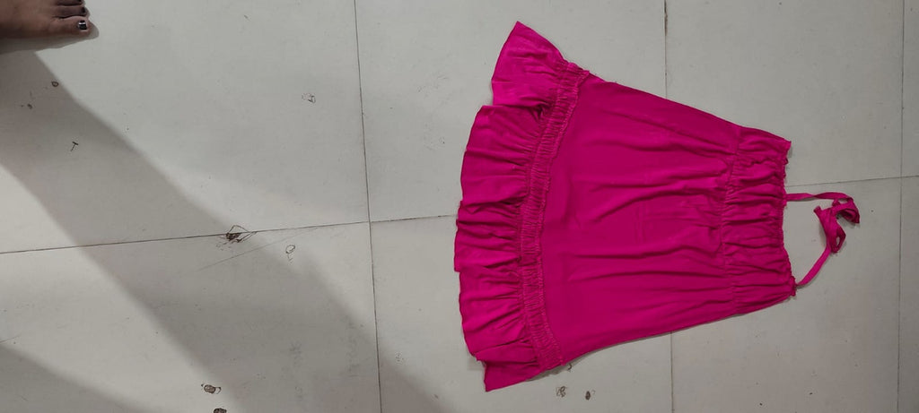 Hot Pink Tie-Shoulder Ruffle Mini Dress - Size: XS