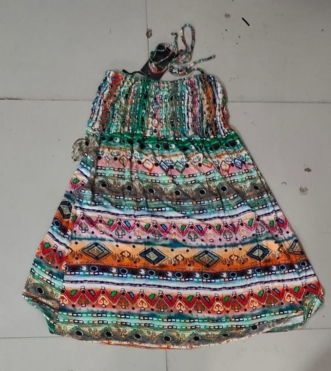 Vibrant Aztec Print Halter Neck Mini Dress - Size: S