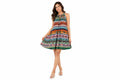 Vibrant Aztec Print Halter Neck Mini Dress - Size: S