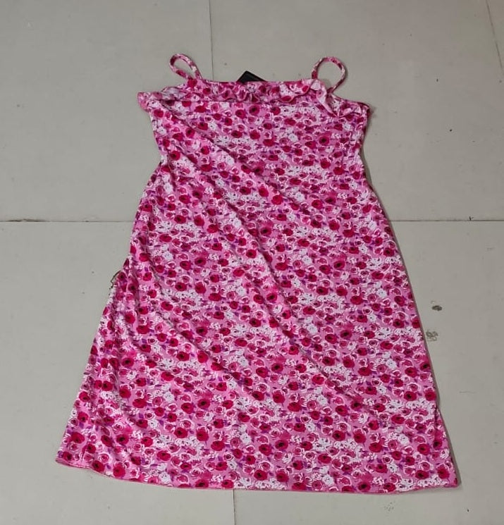 Women’s Pink Floral Printed A-Line Mini Dress - Size: M