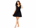 Women's Black Tie-Shoulder Fit & Flare Mini Dress - Size: S