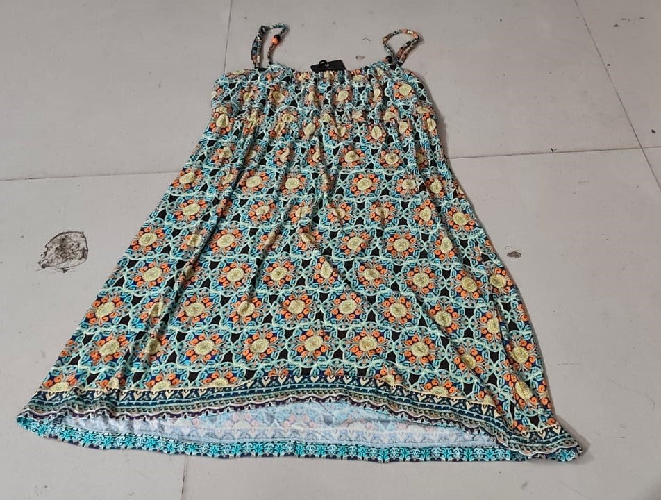 Geometric Mandala Print A-Line Mini Dress - Size: XL