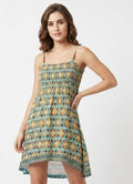 Geometric Mandala Print A-Line Mini Dress - Size: XL