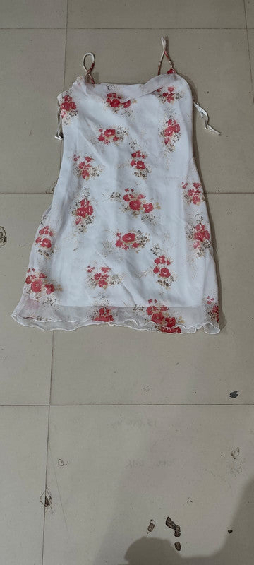 Floral Print Draped Neckline Mini Bodycon Dress - Size: S