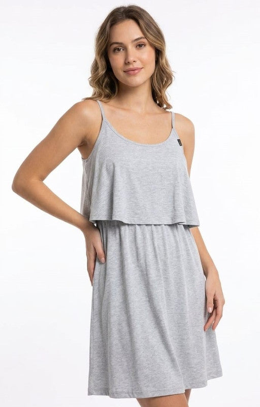 Grey Heather Popover Nursing & Lounge Dress - Size: XXS