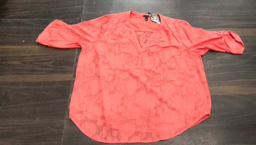 Coral Chiffon Floral Harper Pullover Blouse - Free Size