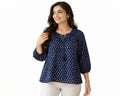 Women's Indigo Geometric Print Tunic - Free Size