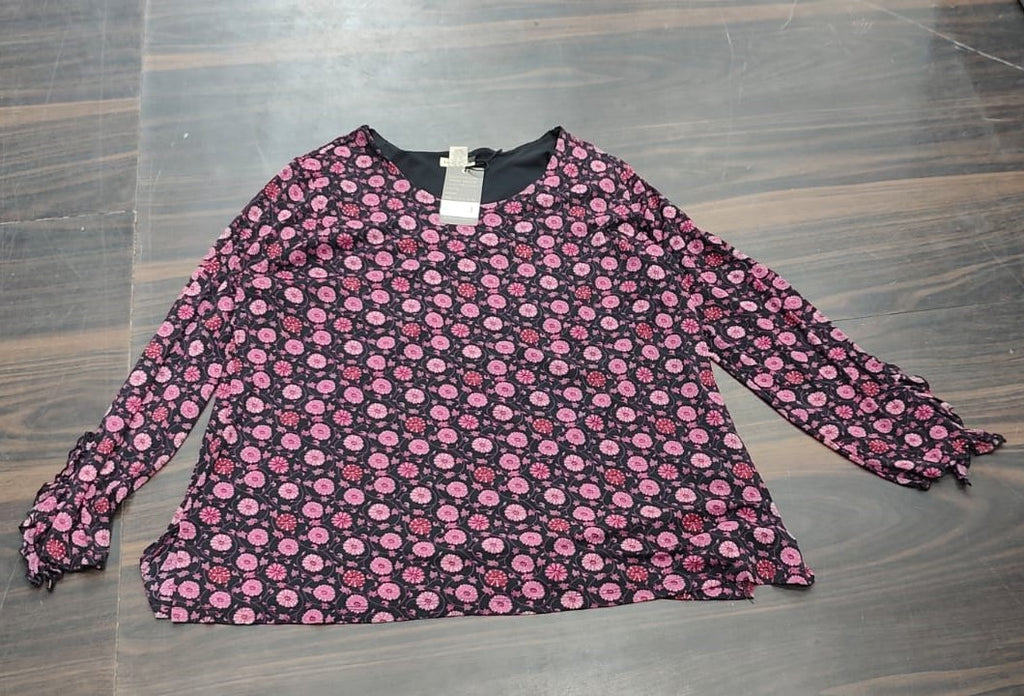 Floral Print Long Sleeve Blouse - Free Size