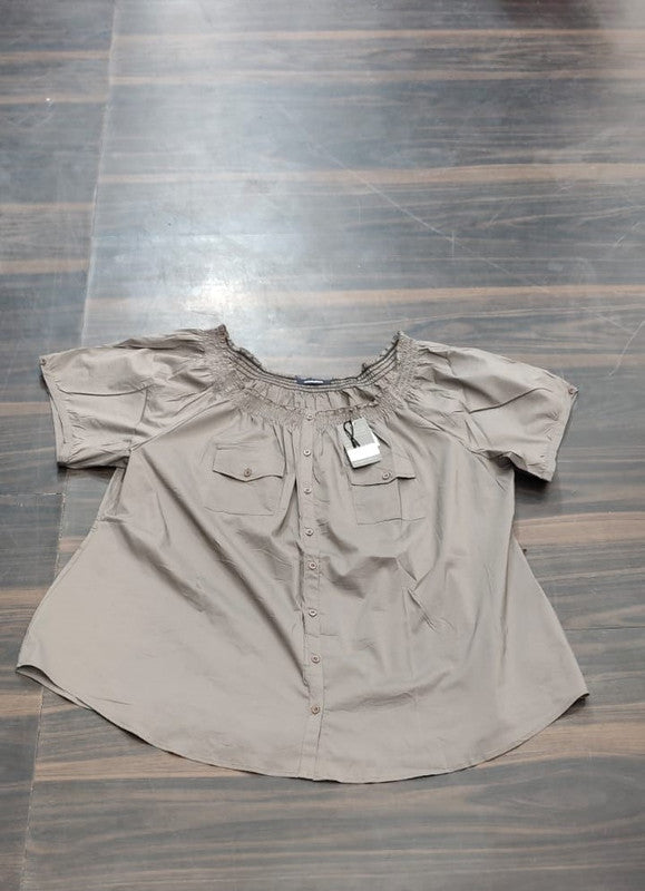 Women's Solid Grey Off-Shoulder Top - Free Size