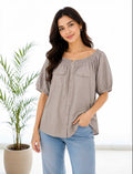Women's Solid Grey Off-Shoulder Top - Free Size