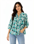 Women's Eyelet Floral Button-Front Blouse - Free Size