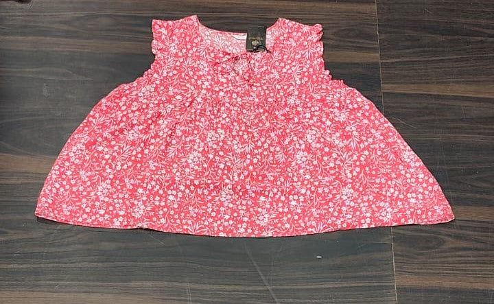 Floral Print Flutter Sleeve Peplum Top - Free Size