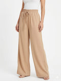Women's Solid Beige Wide-Leg Palazzo Pants - Beige - Size: 40