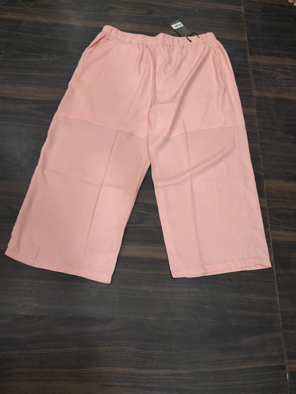 Women's Solid Baby Pink Regular Fit Palazzo Pants - Pink - Size: 40