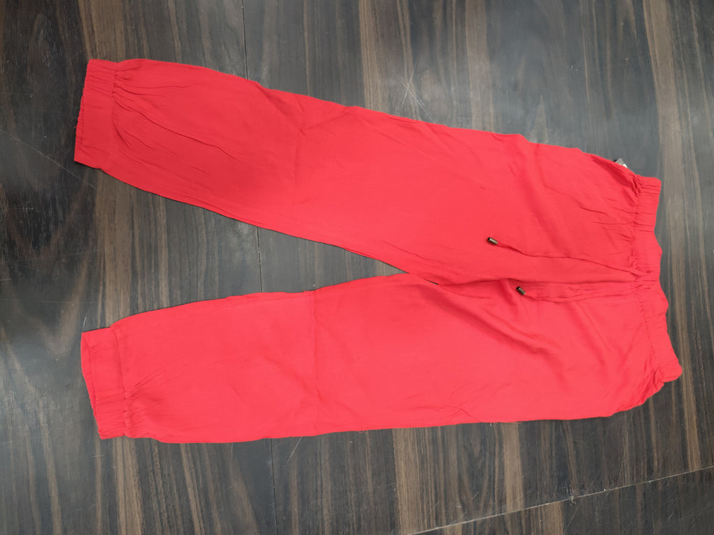 Women's Vibrant Orange Comfort-Fit Rayon Palazzo Pants with Drawstring Elastic Waist - Orange - Size: 30