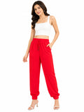 Women's Vibrant Orange Comfort-Fit Rayon Palazzo Pants with Drawstring Elastic Waist - Orange - Size: 30