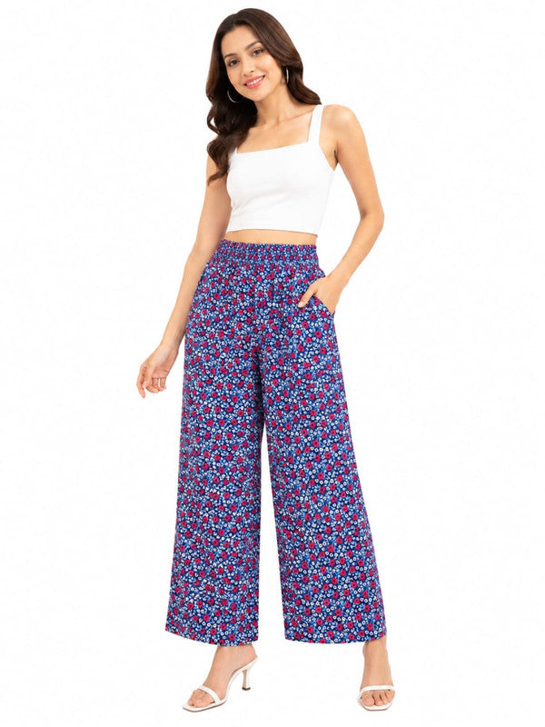 Women's Trendy Floral Printed Wide-Leg Palazzo Pants - Multi - Size: 28