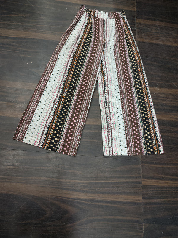 Women's Stylish Boho Geometric Print Rayon Wide Leg Palazzo Pants - Multi - Size: 28