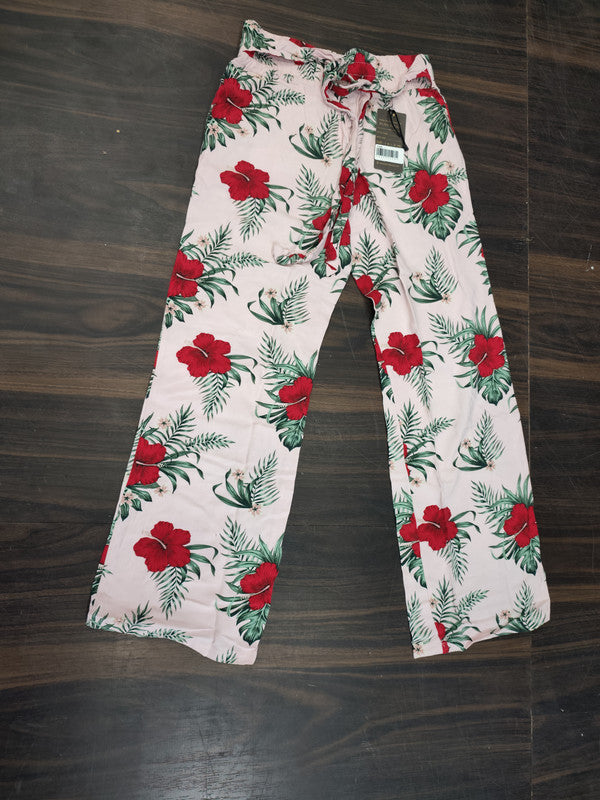 Women's Trendy Tropical Floral Print Palazzo Pants - Multi - Size: 28
