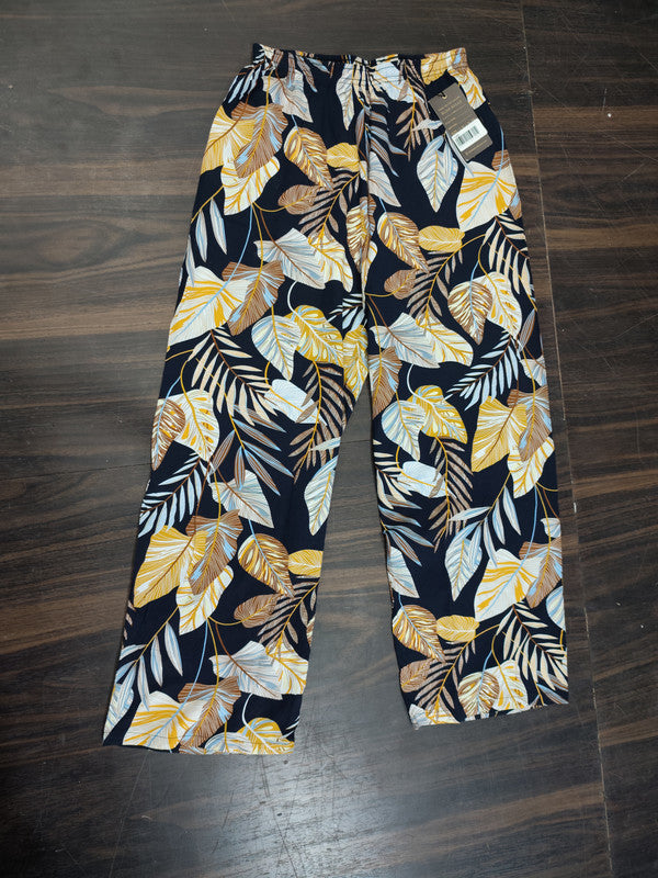 Trendy Women's Tropical Leaf Printed Rayon Palazzo Pants - Multi - Size: 26