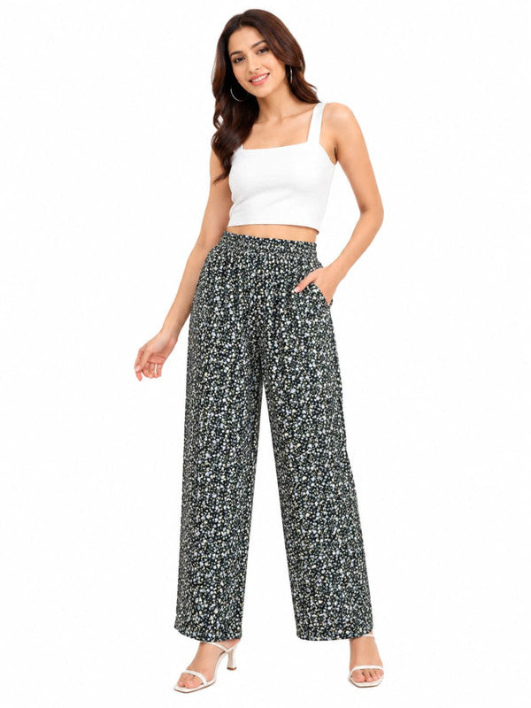 Women's Stylish Black & White Vertical Striped Wide-Leg Palazzo Pants - Size: 26