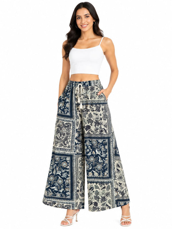 Trendy Women's Snakeskin Print Wide-Leg Palazzo Pants - Stylish High-Rise Animal Print Trousers - Multi - Size: 26