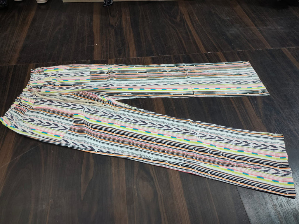 Women's Trendy Multicolour Boho Striped Wide-Leg Palazzo Pants - Multi - Size: 28