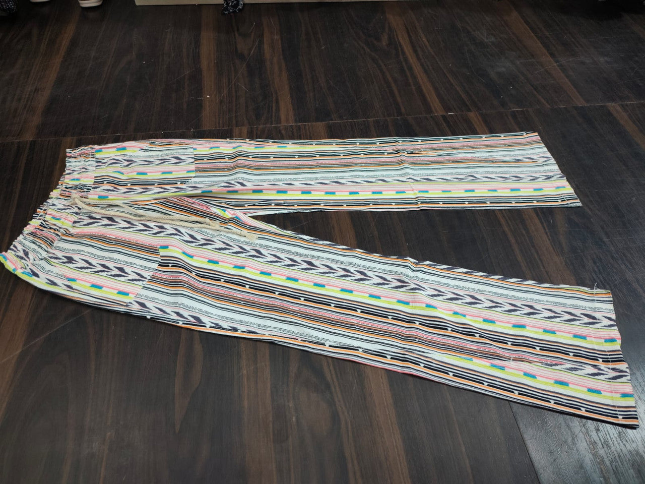 Women's Trendy Multicolour Boho Striped Wide-Leg Palazzo Pants - Multi - Size: 28
