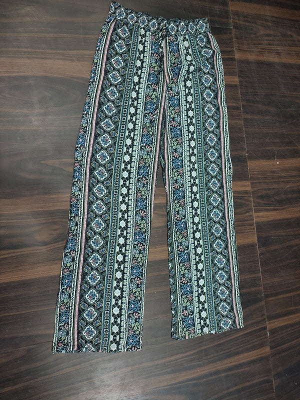 Women's Boho Ethnic Print Wide-Leg Palazzo Pants - Multi - Size: 28