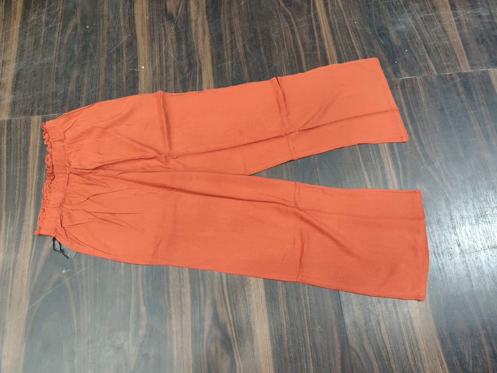 Trendy Solid Orange Wide-Leg Palazzo Pants for Women - Orange - Size: 28