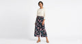 Women's Trendy Black Floral Print Wide Leg Palazzo Pants - Black - Size: 30