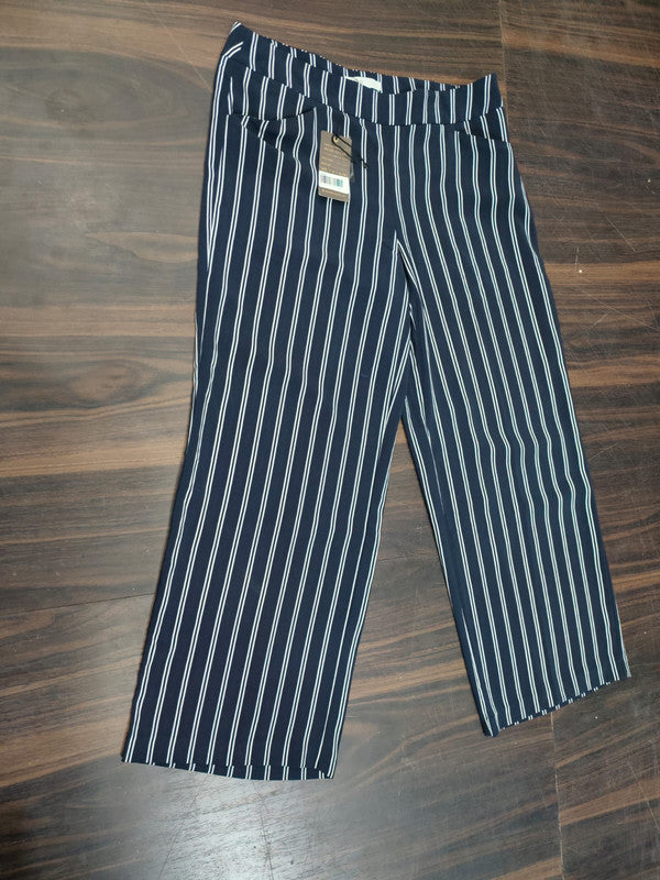 Women's Navy Blue & White Striped Wide-Leg Palazzo Pants - Blue - Size: 38