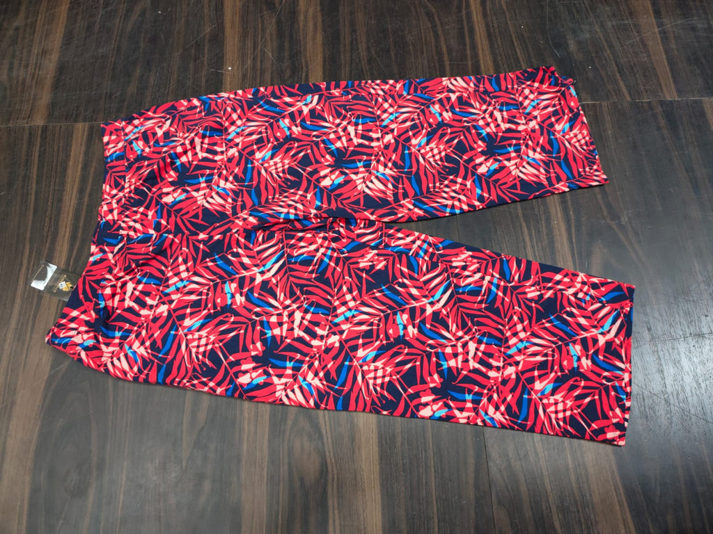 Women's Tropical Leaf Print Palazzo Pants - Multi - Size: 40