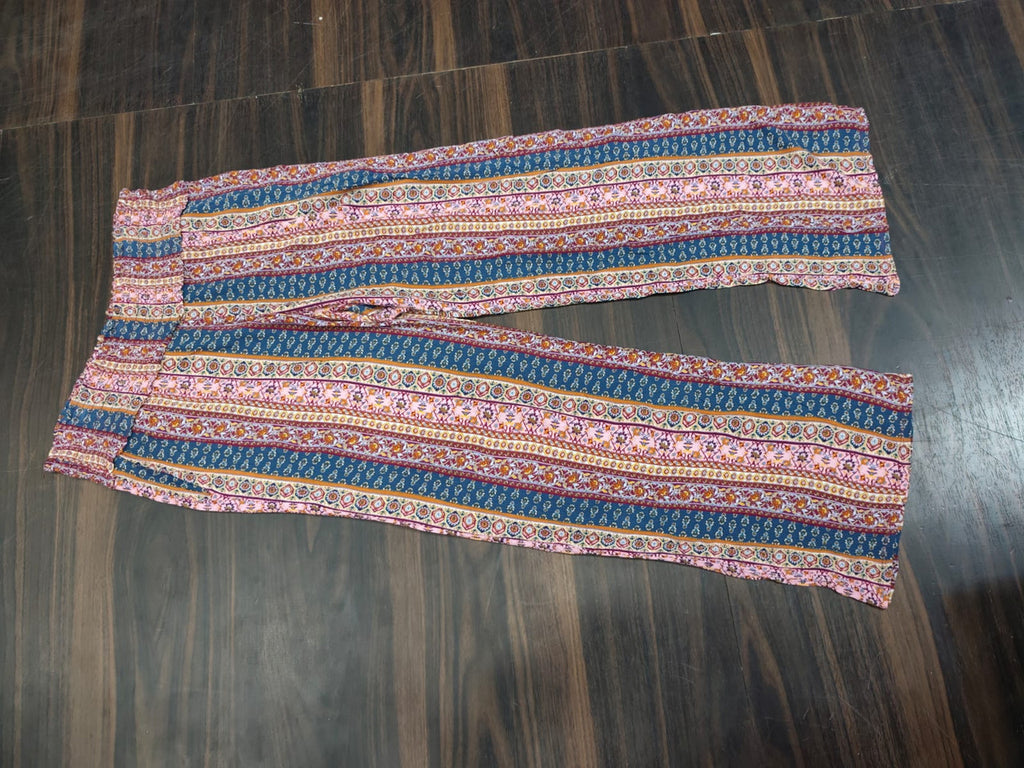 Women's Vibrant Ethnic Print Wide-Leg Palazzo Pants - Multi - Size: 34