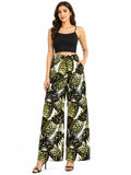 Women's Tropical Pineapple Print Wide-Leg Palazzo Pants - Multi - Size: 30