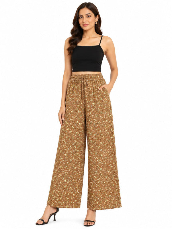 Women's Floral Print Wide-Leg Palazzo Pants - Multi - Size: 36