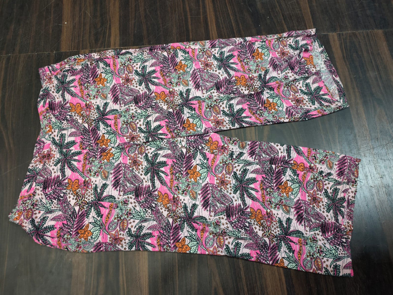Women's Vibrant Tropical Floral Print Palazzo Pants - Multi - Size: 44