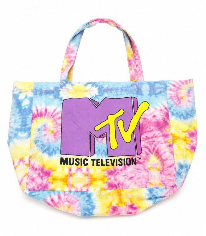 Retro MTV Tie-Dye Canvas Tote Bag