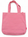 Pink and White Striped Cotton Shopper Tote Bag