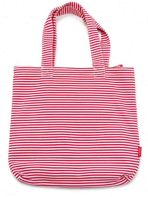 Pink and White Striped Cotton Shopper Tote Bag