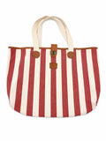 Red Large Stripe Canvas Tote Bag