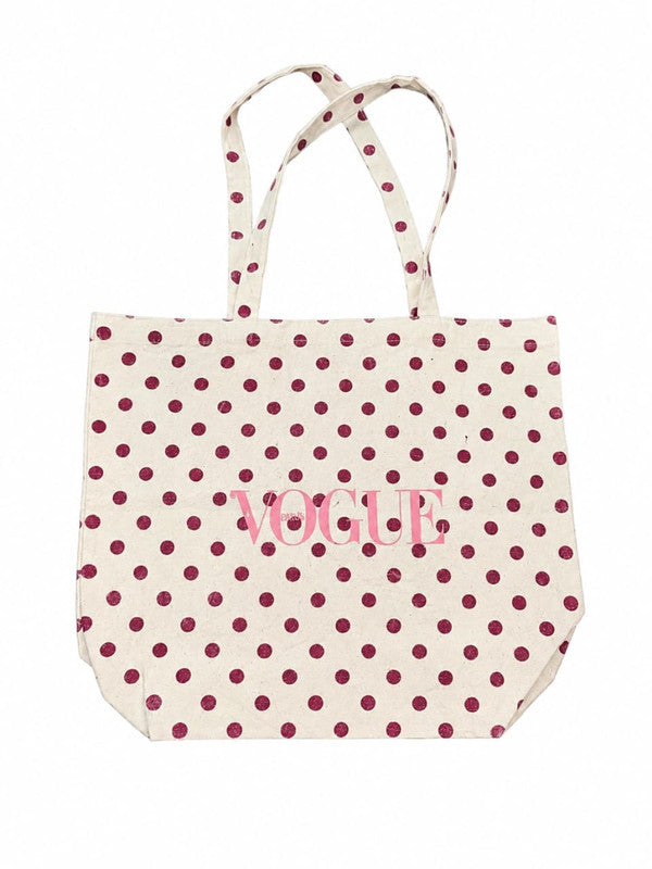 Polka Dot Canvas Tote Bag