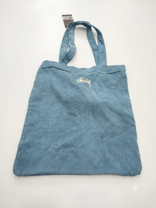 Vintage Blue Corduroy Tote Bag