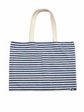 Nautical Navy and White Striped Canvas Tote Bag