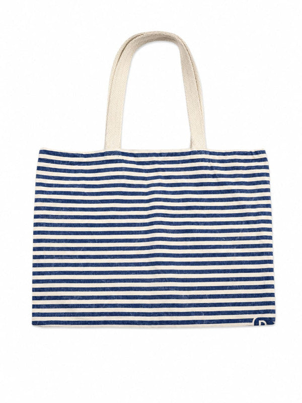 Nautical Navy and White Striped Canvas Tote Bag