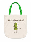 Spread Hap-pea-ness Funny Peas Pun Tote Bag