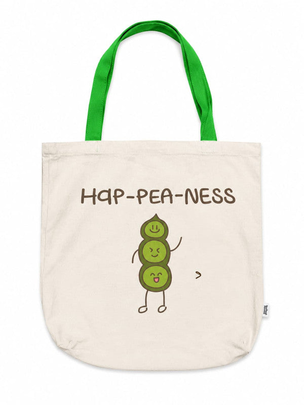 Spread Hap-pea-ness Funny Peas Pun Tote Bag