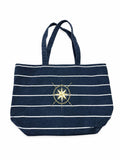Nautical Compass Rose Striped Canvas Tote Bag